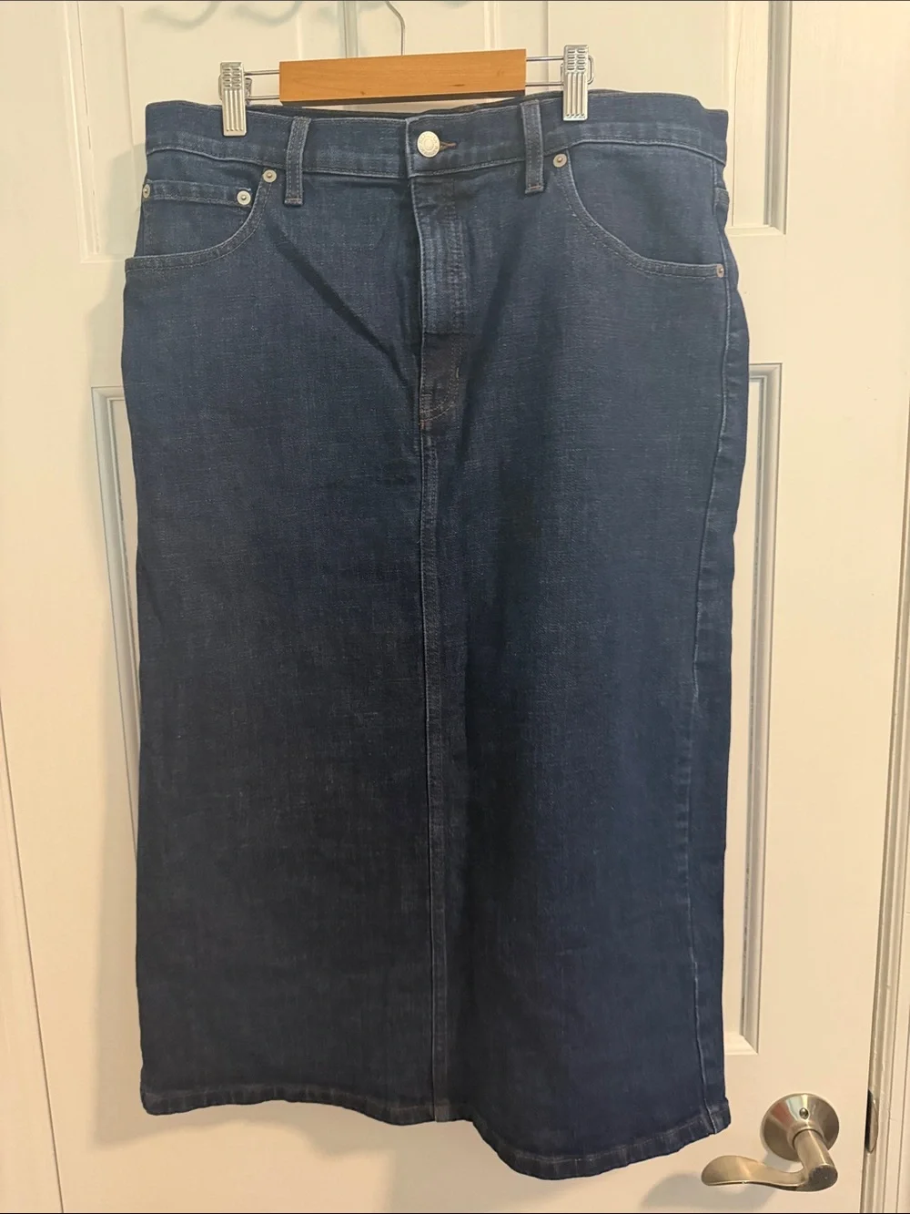 Banana Republic Dark Blue Denim Straight Midi Skirt